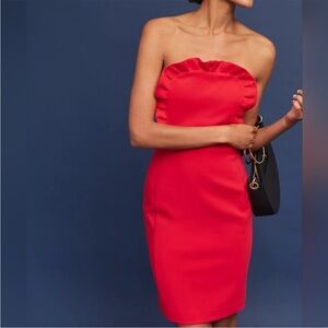 Black Halo Valerie Red Ruffled
Strapless Dress